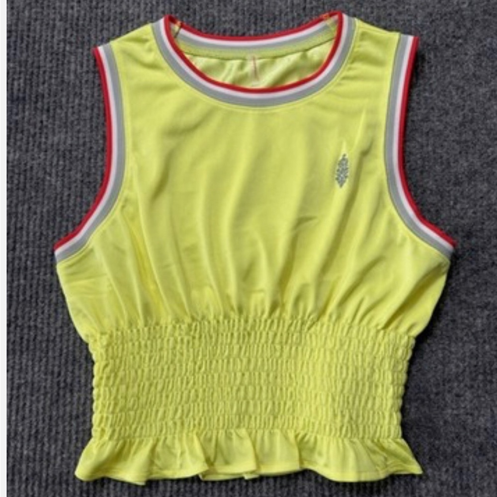 Free People FP Movement Size Small Prime Time Tank Top Active Jersey Yellow NWOT